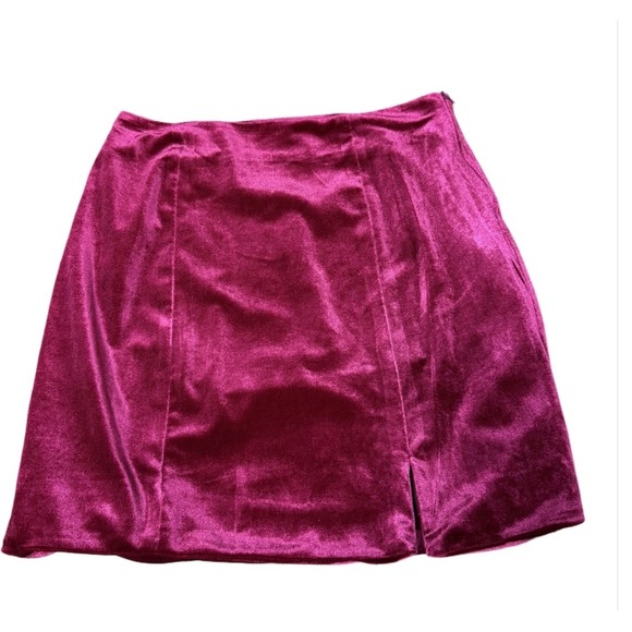 Skies Are Blue Crushed Velvet Mini Skirt Anthropologie Fuchsia XS NWT - Picture 1 of 5